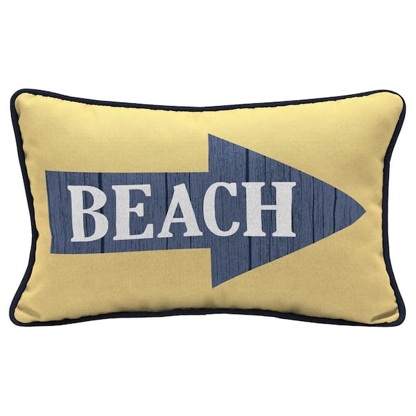 Hampton Bay Beach Lumbar Outdoor Rectangle Lumbar Pillow