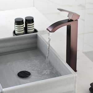 Single Handle Single Hole Bathroom Faucet with and Spot Resistant in Rubbed Bronze