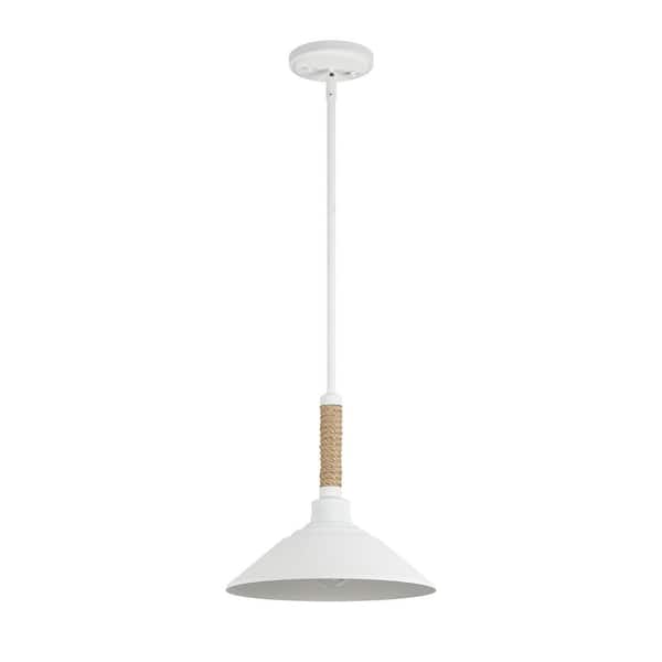 Journey 100-Watt 1-Light Natural White Globe Mini Pendant Light Steel Shade Pendant Light and No Bulbs Included