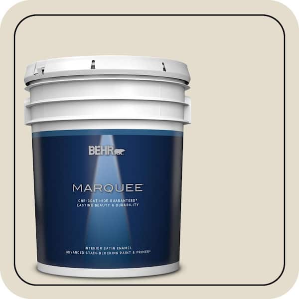 BEHR MARQUEE 5 gal. #MQ3-40 Varnished Ivory One-Coat Hide Satin Enamel Interior Paint & Primer