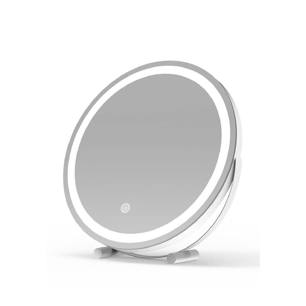 LED 18 in. W x 18 in. H Round Lighted Smart Touch 3 Colors Dimmable Tableto