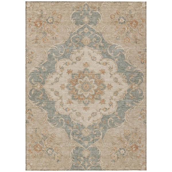 Chantille Machine Washable Indoor/Outdoor Abstract ACN3080 Linen 5 ft. x 7 ft. 6 in. Area Rug