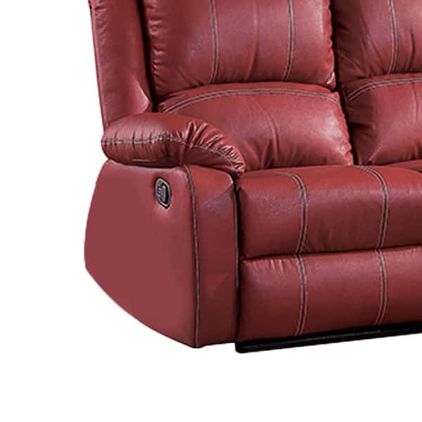 The PU Red 2-Seats Leather Acme Zuriel Loveseats Faux with 52151 - Furniture Depot Motion 37 Home in.