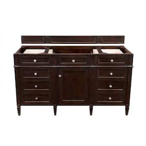 Brittany 59 in. W x 23 in. D x 32.8 in. H Single Vanity Cabinet Without Top in Burnished Mahogany