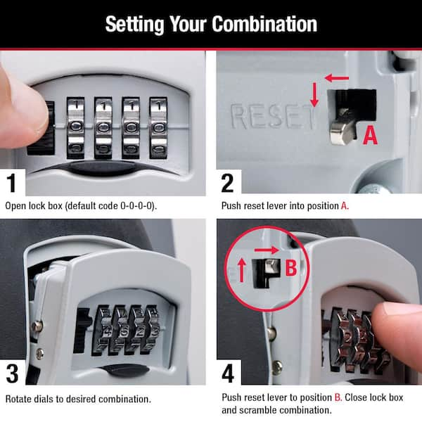 Key Lock Box, 4 Digit Combination Key Storage Lock Box with Resettable  Code, Portable Key Safe Box for Door Knob, Realtors, Contractors