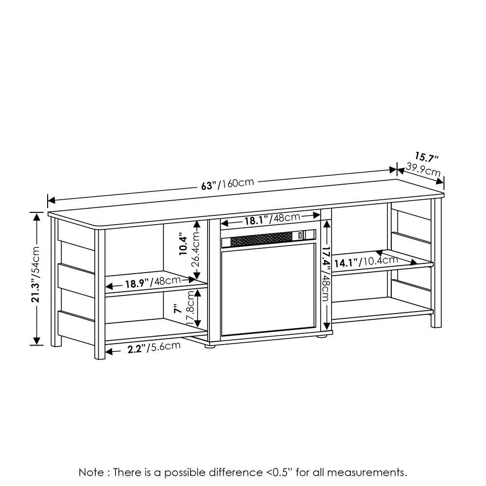 Rustic Oak 70 Inch TV Stand with Electric Fireplace
