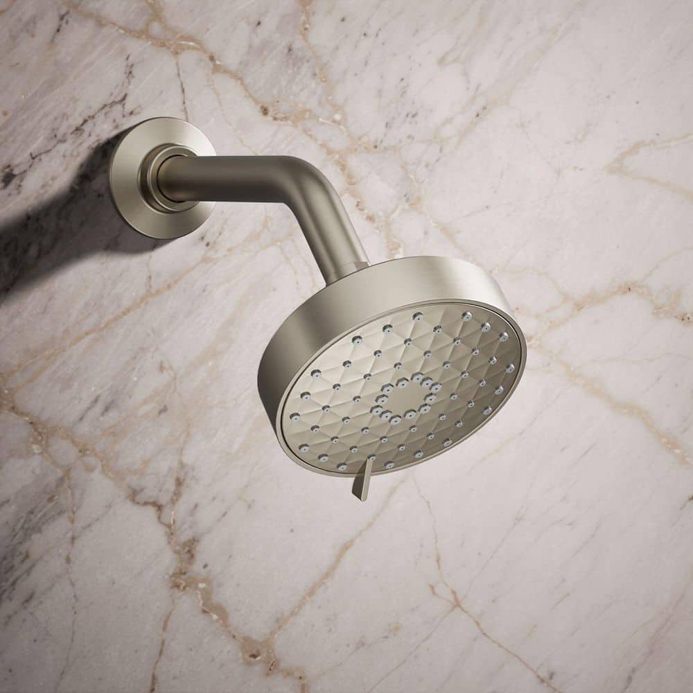 Vibrant Brushed Nickel Multifunction Wall-Mounted Showerhead