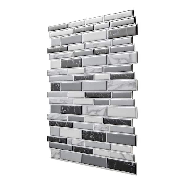 Peel and Stick Backsplash 10-Piece 12 in. x 0.78 in. White Textured Wall Art Self-Adhesive Tiles Backsplash for Kitchen