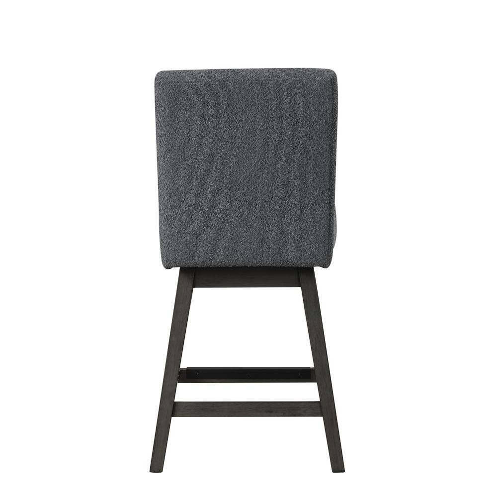 Gray Wood Counter Table with 6 Upholstered Swivel Chairs