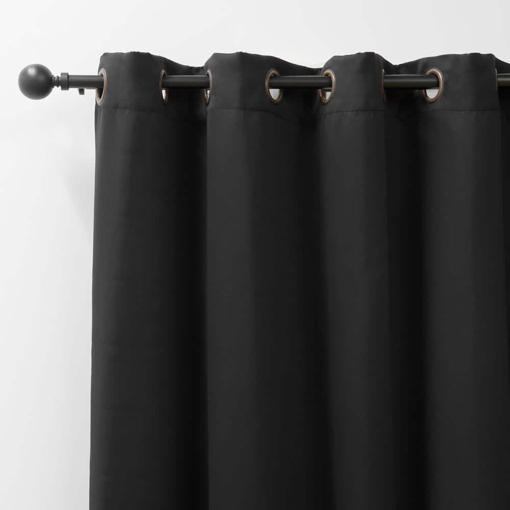 Black 96" Grommet Blackout Polyester Curtain Panel