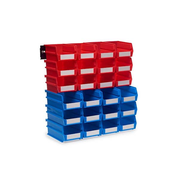 VEVOR Plastic Storage Bin (11-inch x 11-inch x 5-Inch) Hanging Stackable Storage Organizer Bin Blue/Red 6-Pack Heavy Duty Stacking Containers for
