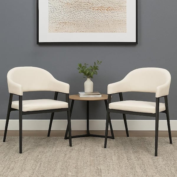 Arie White and Black Polyester Dining Chair Set of 2
