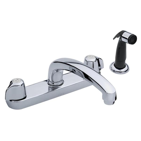 Gerber Classics 2-Handle Deck Mount Standard Kitchen Faucet with Side Spray in Chrome