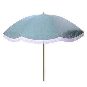 8 ft. Aluminum Drape Tilt Patio Umbrella in Spa with Fringe