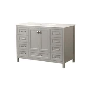 14.96 in. W×7.28 in. D×20.28 in. H 9 Drawers Gray Bath Vanity Cabinet with 1-Sink, Marble Standard Top-Fully Assembled
