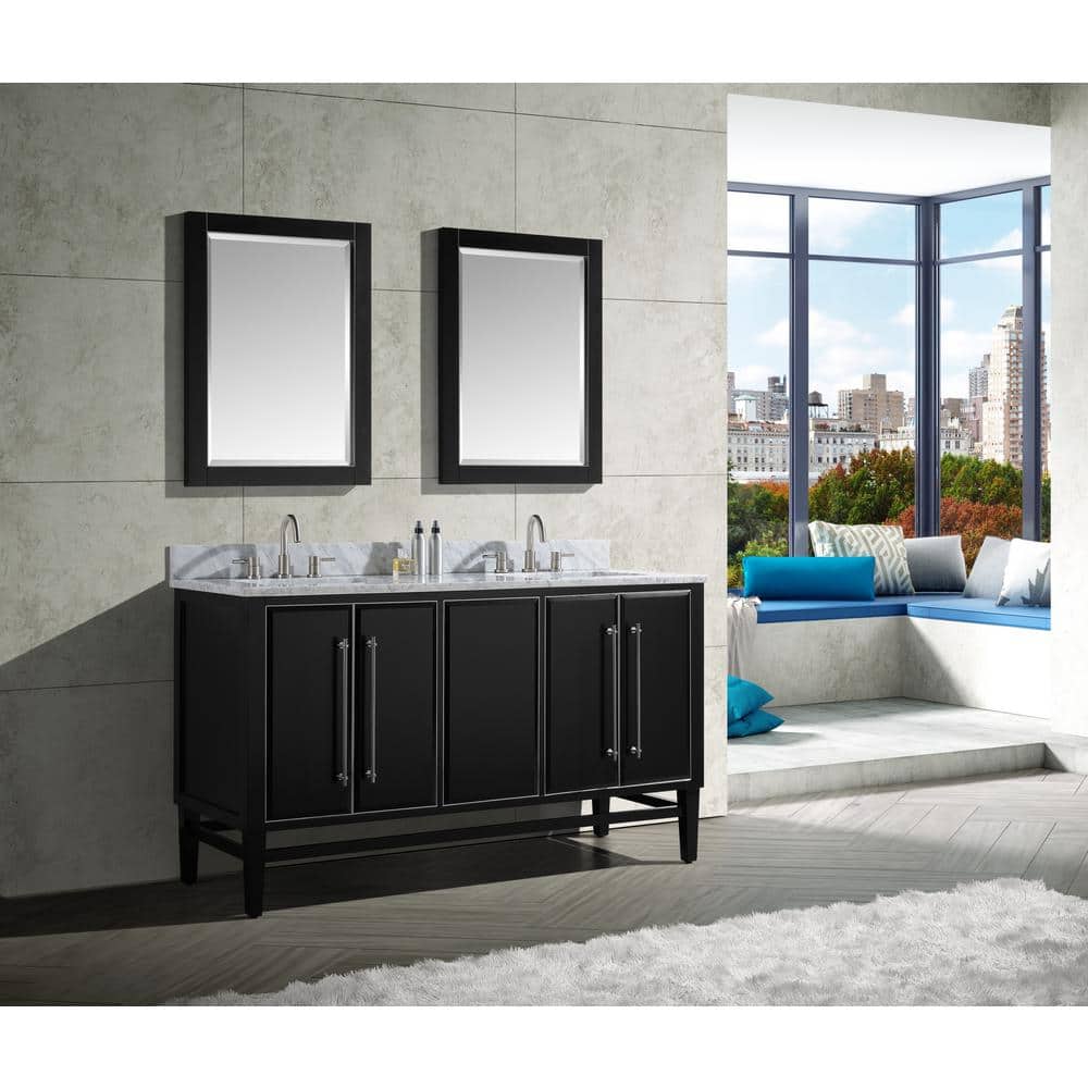 Mason 60" Black Solid Wood Double Vanity Cabinet