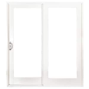 72 in. x 80 in. Woodgrain Interior and Smooth White Exterior Left-Hand Composite Sliding Patio Door