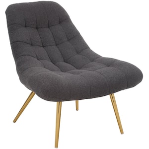 Eden Mid Century Modern Furniture Comfortable Gray Boucle Arm Chair