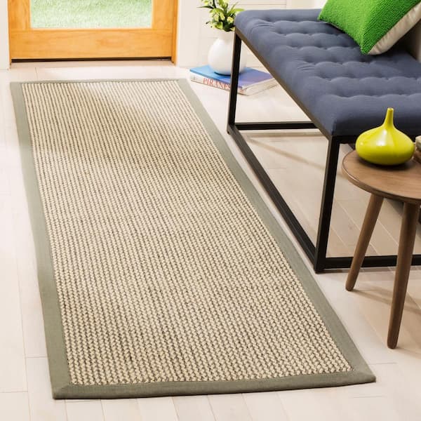 Natural Fiber Gray 3 ft. x 8 ft. Border Runner Rug
