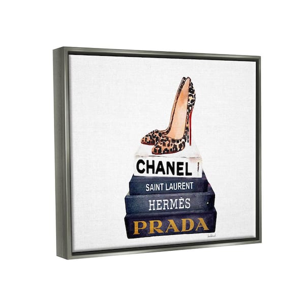 The Stupell Home Decor Collection High Fashion Book Shelf with Stilettos  Heel by Amanda Greenwood Floater Frame Culture Wall Art Print 25 in. x 31  in. agp-154_ffl_24x30 - The Home Depot