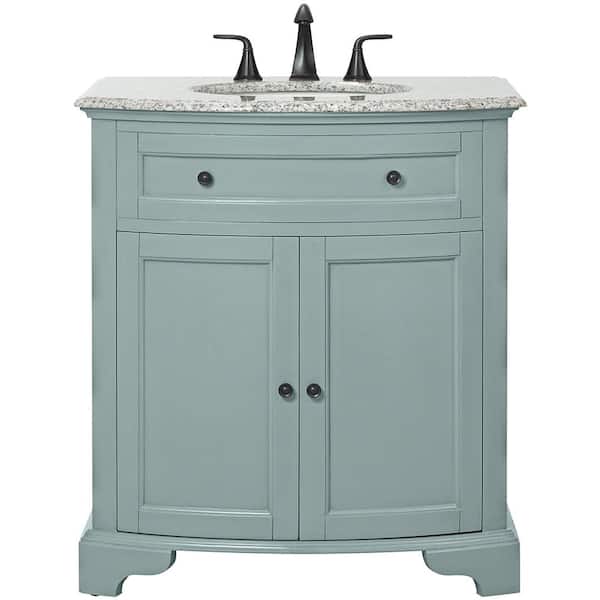 Home Decorators Collection Hamilton 31 in. W Vanity in Sea Glass with Granite Vanity Top in Grey with White Sink