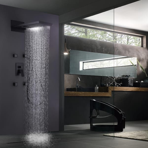 4-Jet Mixer Shower System Combo with Shower Head and Handshower in Matte Black