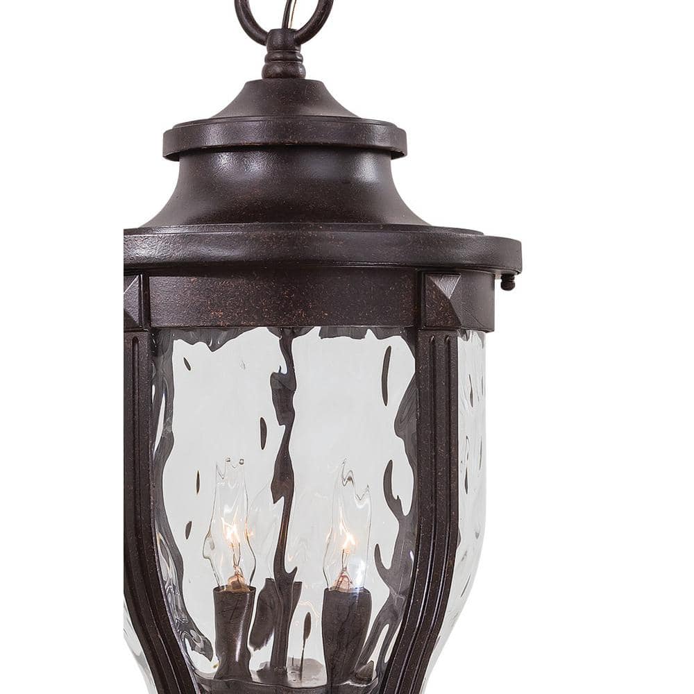 Corona Bronze Outdoor Hanging Lantern with Clear Hammered Glass