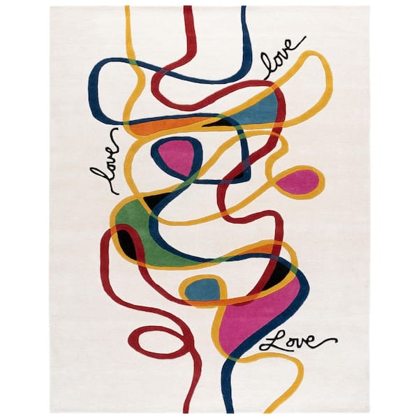 Fifth Avenue 9 ft. x 12 ft. Ivory/Red Abstract Love Area Rug