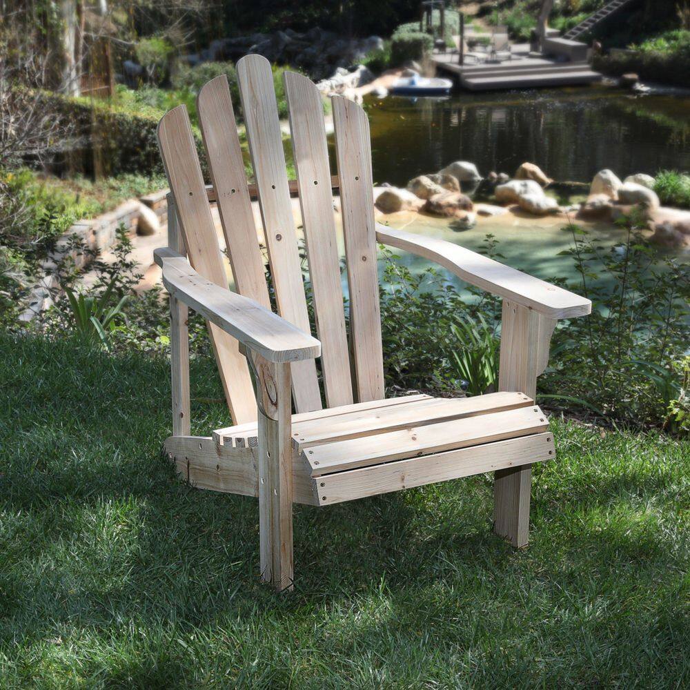Natural Cedar Wood Adirondack Chair with Wide Arms