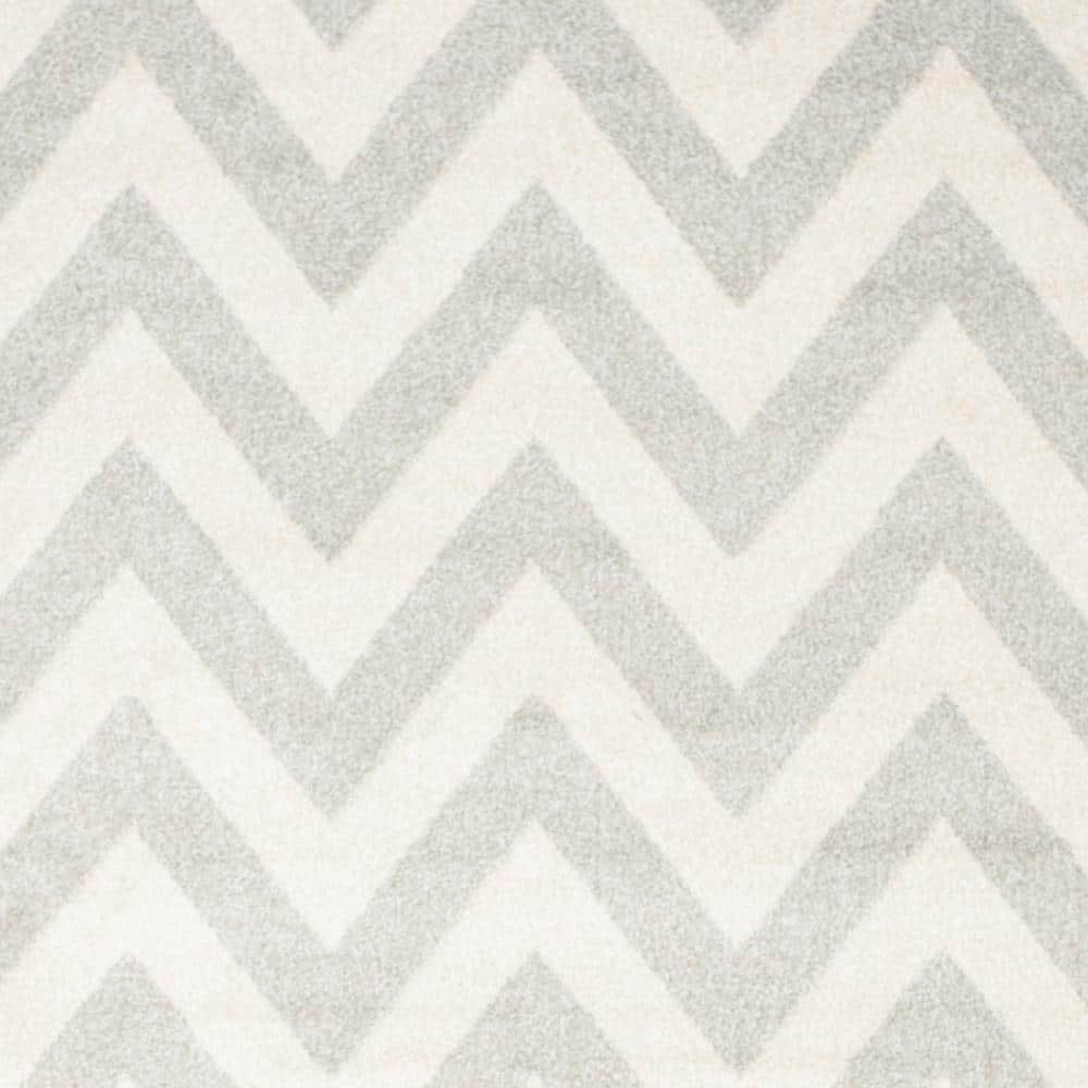 Light Grey and Beige Geometric Indoor-Outdoor Area Rug