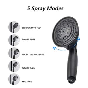 ACAD 5-Spray Patterns 8 in. Round Wall Mount Dual Shower Heads and Adjustable Slide Bar Soap Dish in Spot Resist ORB