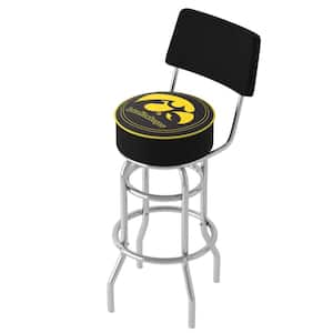 University of Iowa 31 in. Yellow Low Back Metal Bar Stool with Vinyl Seat