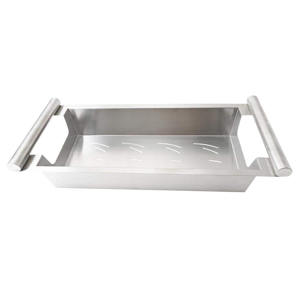 Large Satin Stainless Steel Over Sink Colander Rack