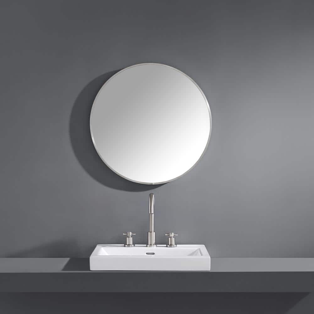 24" Round Silver and Gold Bathroom Vanity Mirror