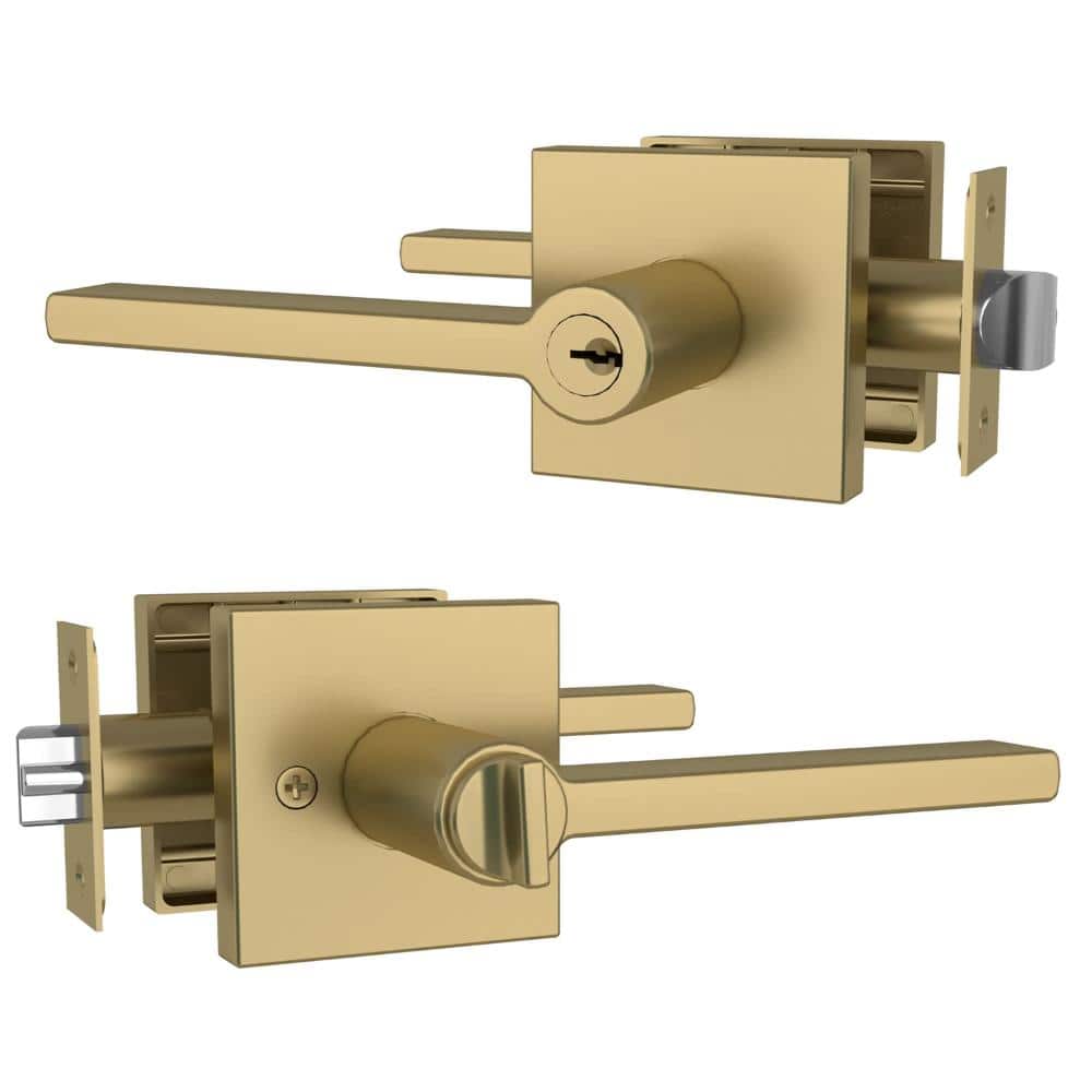 Prime Entrance Handle Entry Lever Door Handle Heavy Duty Square Locking Lever Set - Satin Brass price history on PriceWatchPro