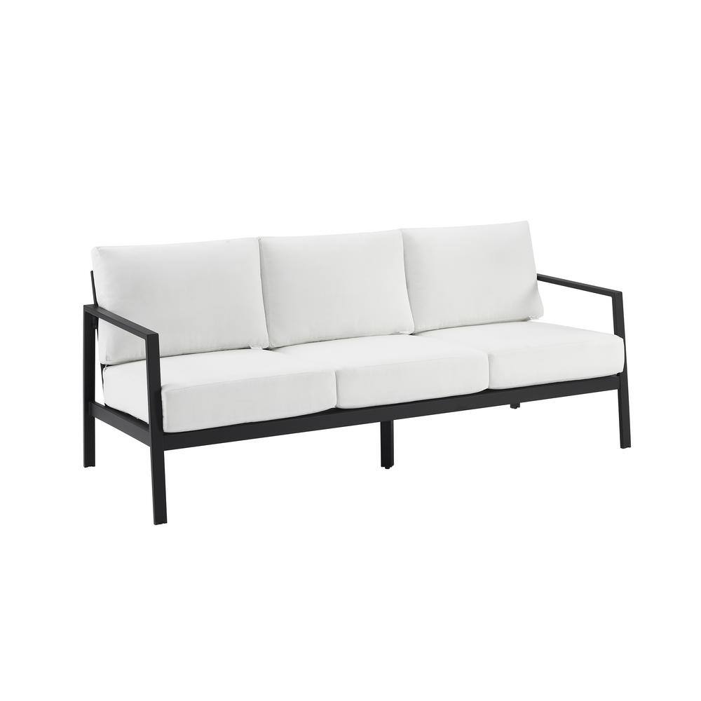 Linon Home Decor Harper Hill Black Aluminum Frame Outdoor 3 Seater