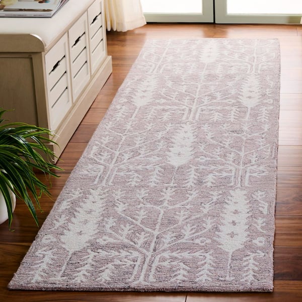 Jardin 2 ft. x 8 ft. Purple/Ivory Geometric Branches Runner Rug