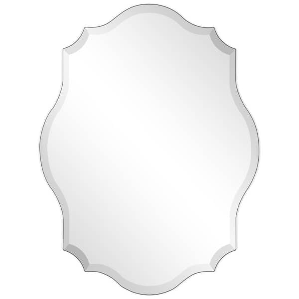 Frameless Beveled Oblong Scalloped Wall Mirror(Product Width in.24 x Product Height in.32)