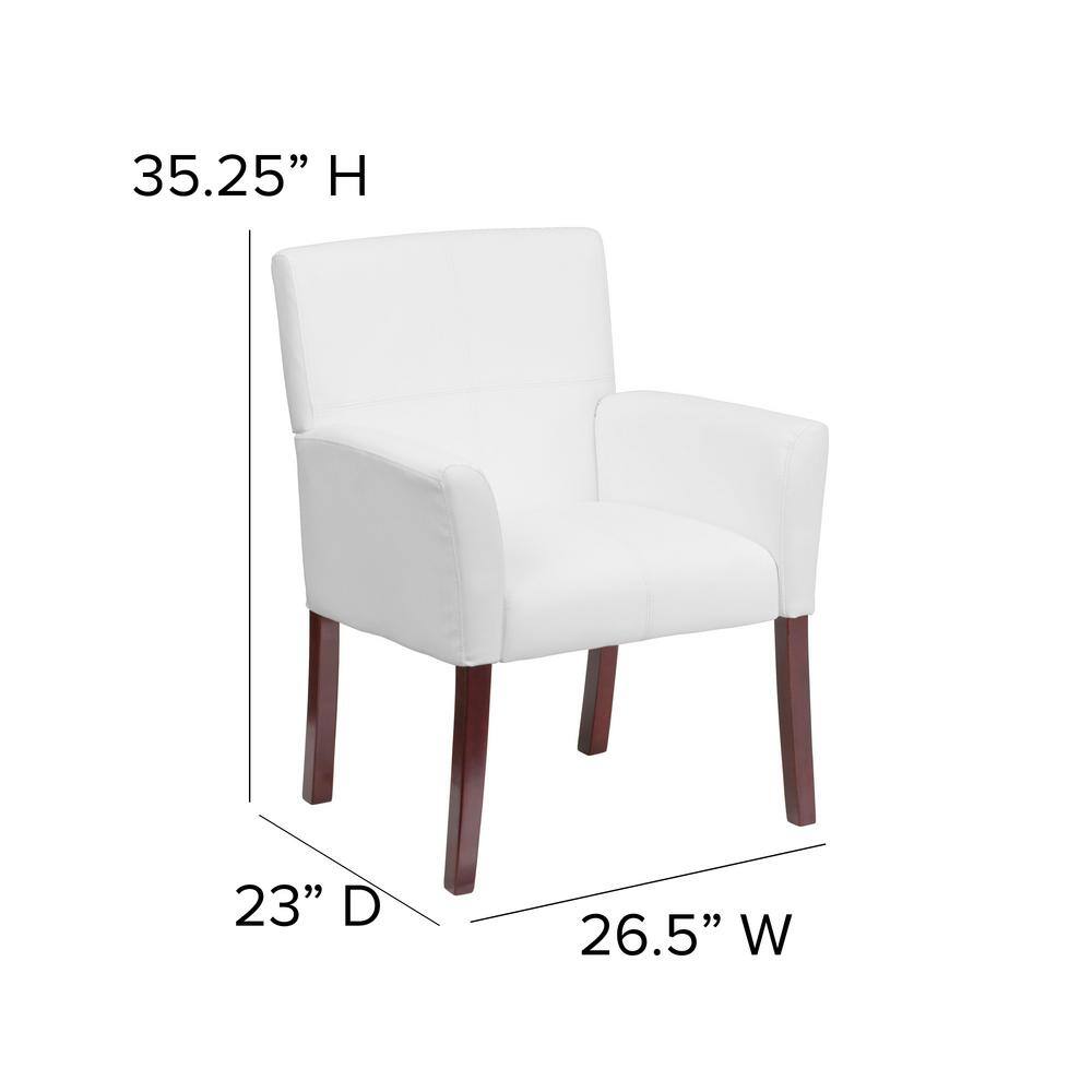 Taylor White LeatherSoft Executive Chair with Mahogany Wood Legs