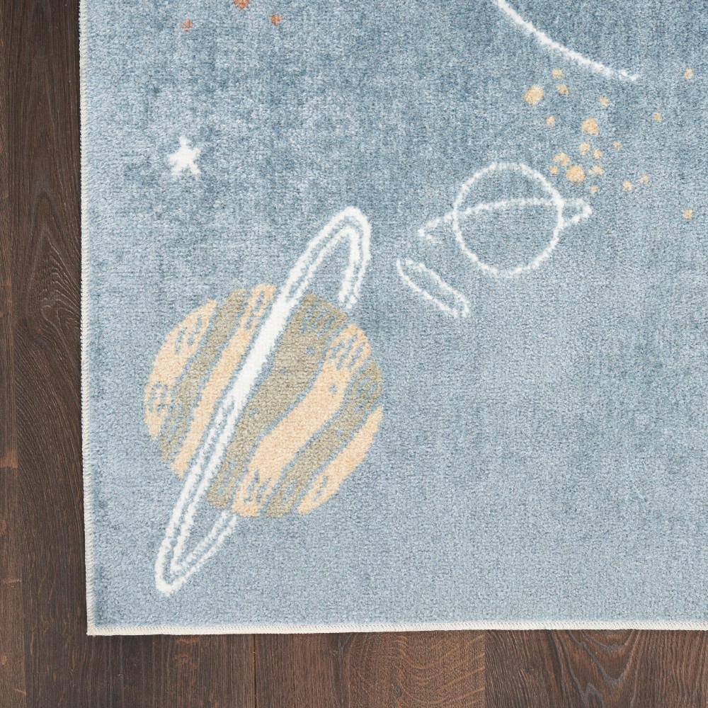 Astra Blue Multicolor Space Theme Kids Washable Rug 4' x 6'