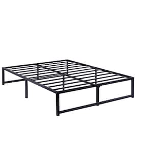 Queen size Bed Frame, 62 in. W，Metal Platform Bed Frames No Box Spring Needed, Heavy Duty Steel Slat Support, Black