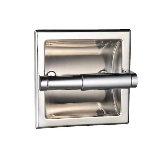 FORIOUS Bathroom Recessed Toilet Paper Holder Wall Mount Rear Mounting Bracket Included Chrome in Bathroom