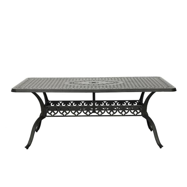 Clihome 71. in Cast Aluminum Patio Rectangular Carved Pattern Dining Table