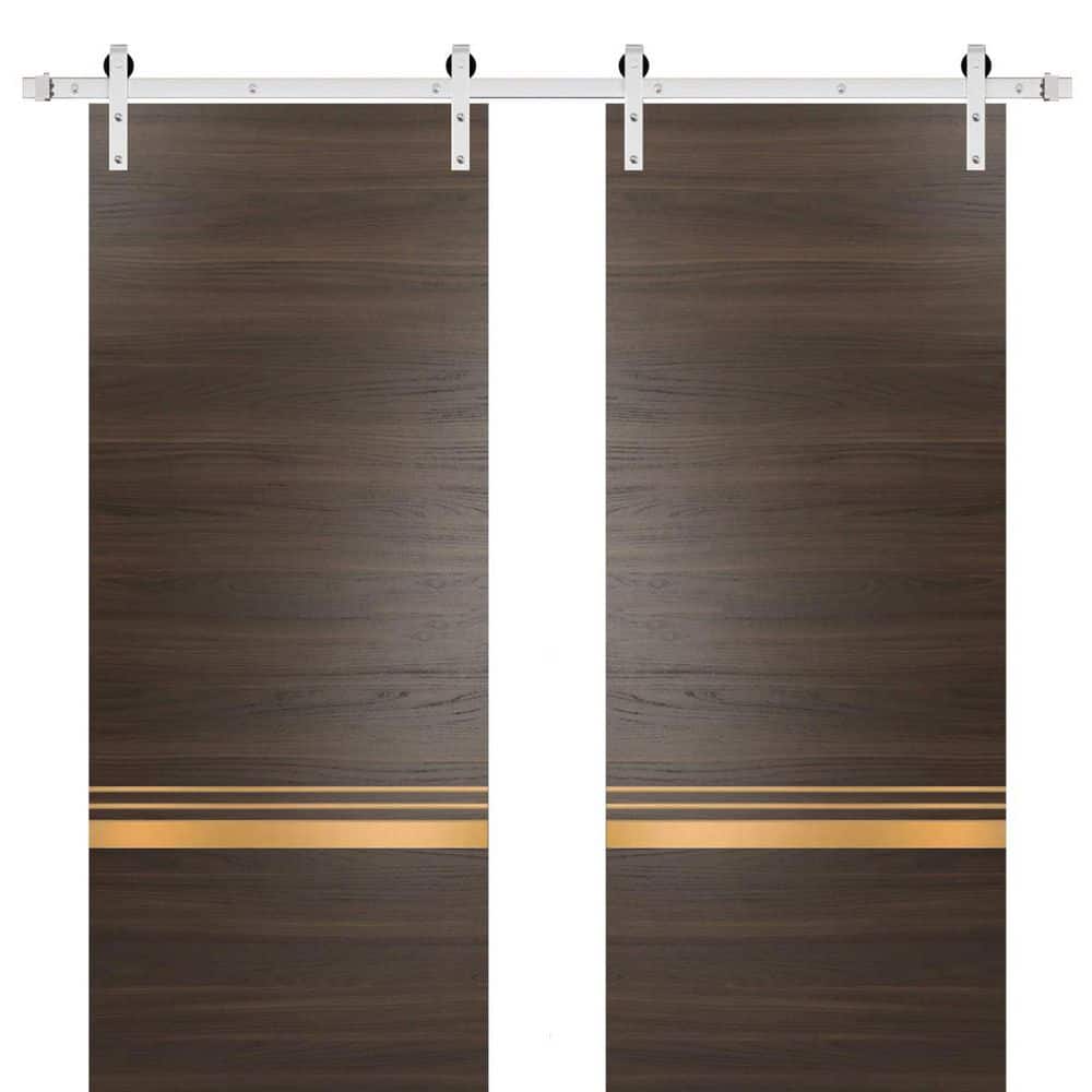 Assemble Required 32 in. x 96 in. 2-Panel Chocolate Ash Solid Wood with Honeycomb Sliding Barn Door with Hardware Kit price history on PriceWatchPro
