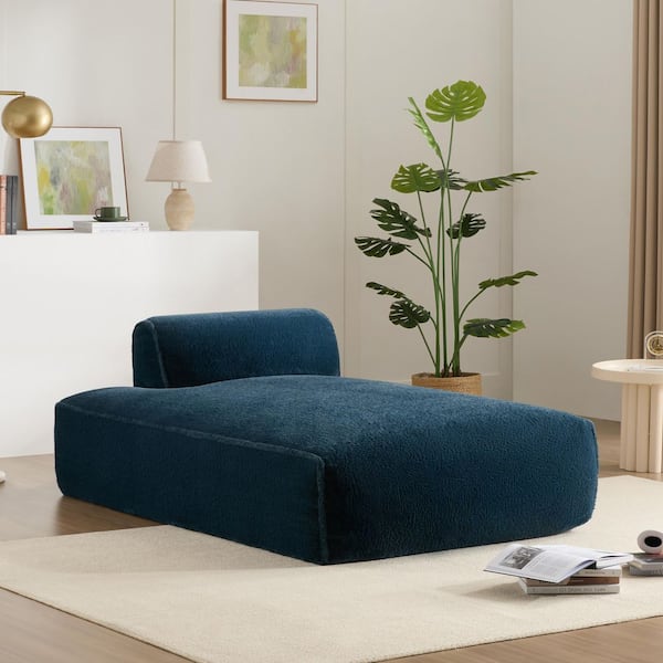 72.5 in. Armless Plush Fabric Rectangle Fully Compressed Sofa Bed in. Dark Blue