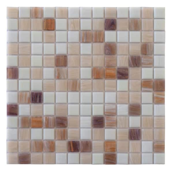 Apollo Tile Mingles 12 in. x 12 in. Glossy White and Brown Glass Mosaic Wall and Floor Tile (20 sq. ft./case) (20-pack)