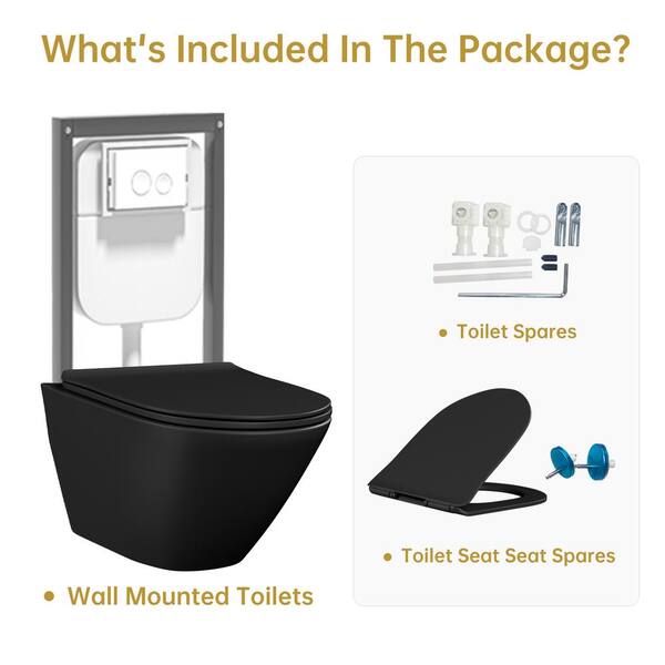 Simple Project One-Piece 0.8/1.6 GPF Dual Flush Round Wall-Mounted Toilet  in Matte Black HD-US-WHT-3-MB - The Home Depot