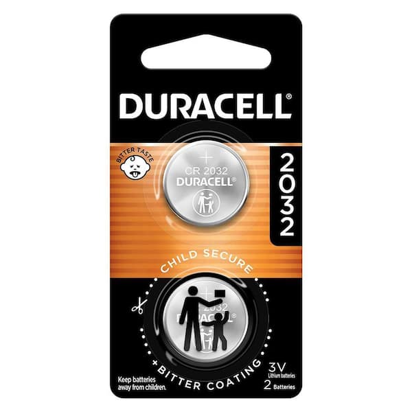 CR2032 3V Lithium Battery, 2 Count Pack, Bitter Coating Helps Discourage Swallowing