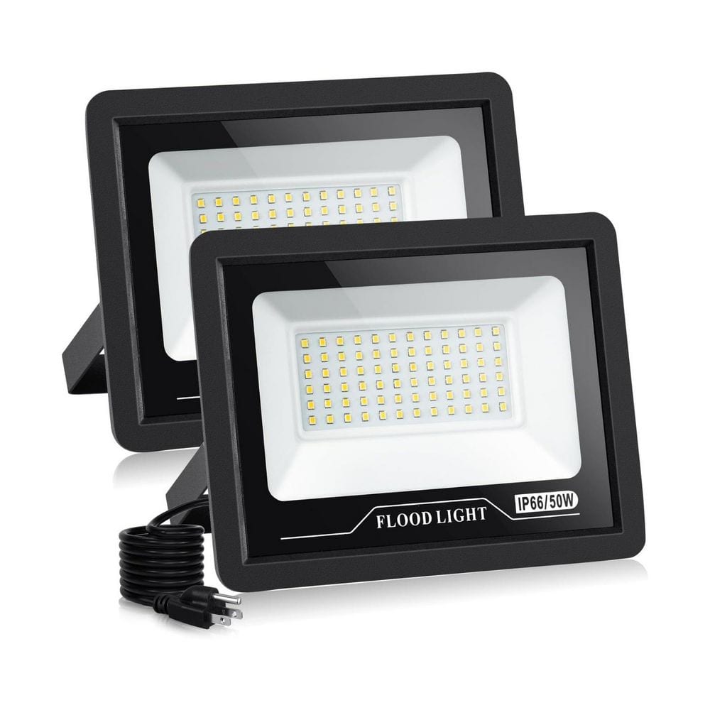 50 Watt Equivalent 5000 Lumen 120 Degree Black Motion Sensing Dusk to Dawn LED Flood Light 2-Pack price history on PriceWatchPro