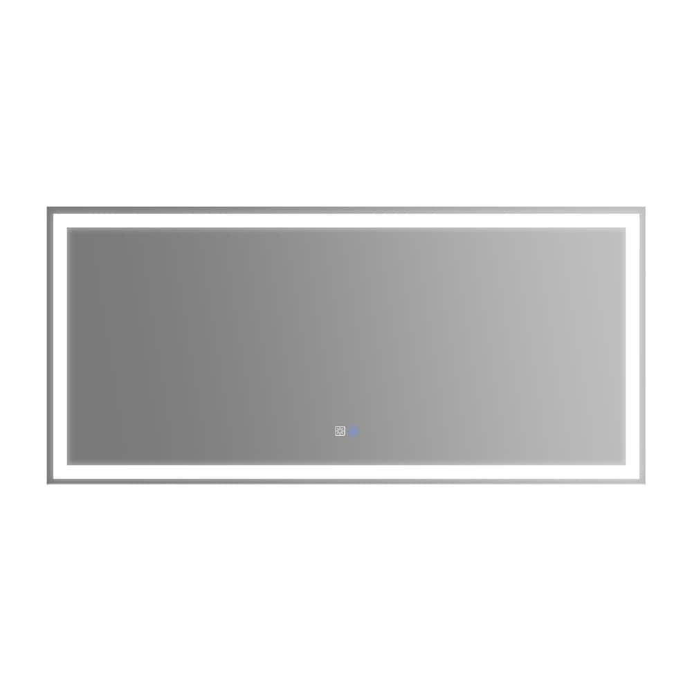 60 in. W x 28 in. H Rectangular Frameless Anti-Fog Wall Bathroom Vanity Mir